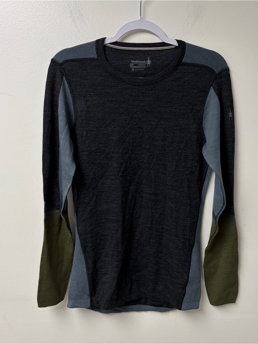 Smartwool Mens Intraknit Thermal Merino Base-Layer Colorblock Crew Size Small